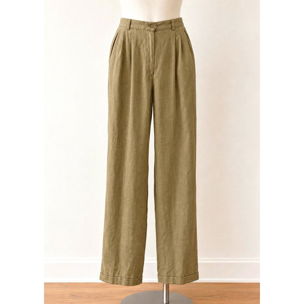 Lauren Ralph Lauren Women’s Beige Linen Dress Pants Pleated Work Casual Preppy